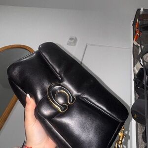 Black Leather coach Women's Bag with arm strap